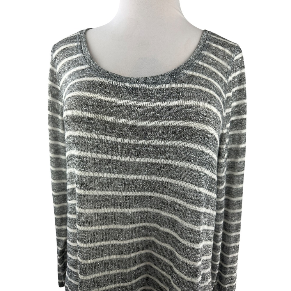 ✨2/$20 NWT Lane Bryant Sheer Metallic Striped Top Silver Shimmer Plus Size 18/20 - Picture 14 of 16